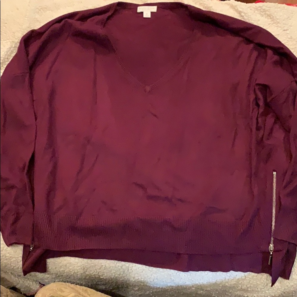 Bisou Bisou V-Neck Zipper Sweater Size XL